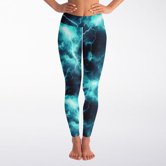 turquois lightning Yoga Leggings -