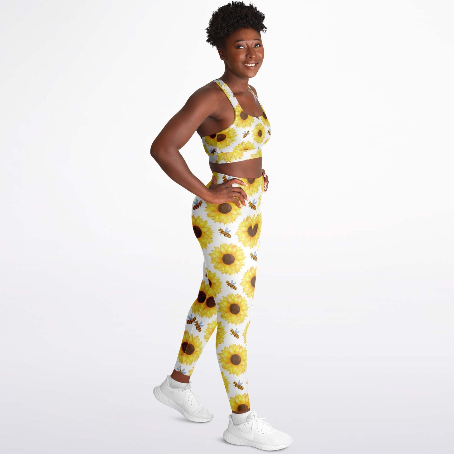 Bee's and Sunflowers Padded Sports Bra & Leggings - AOP