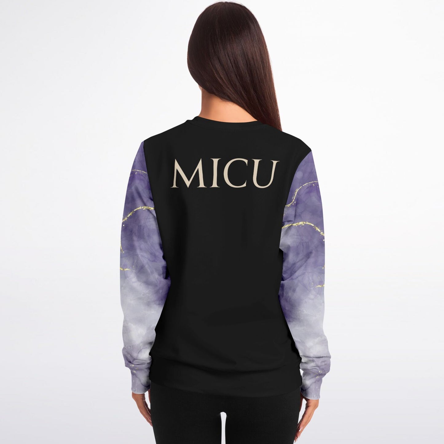 MICU RN Crew Sweatshirt -  Black,  Dark Purple with gold- Gold text