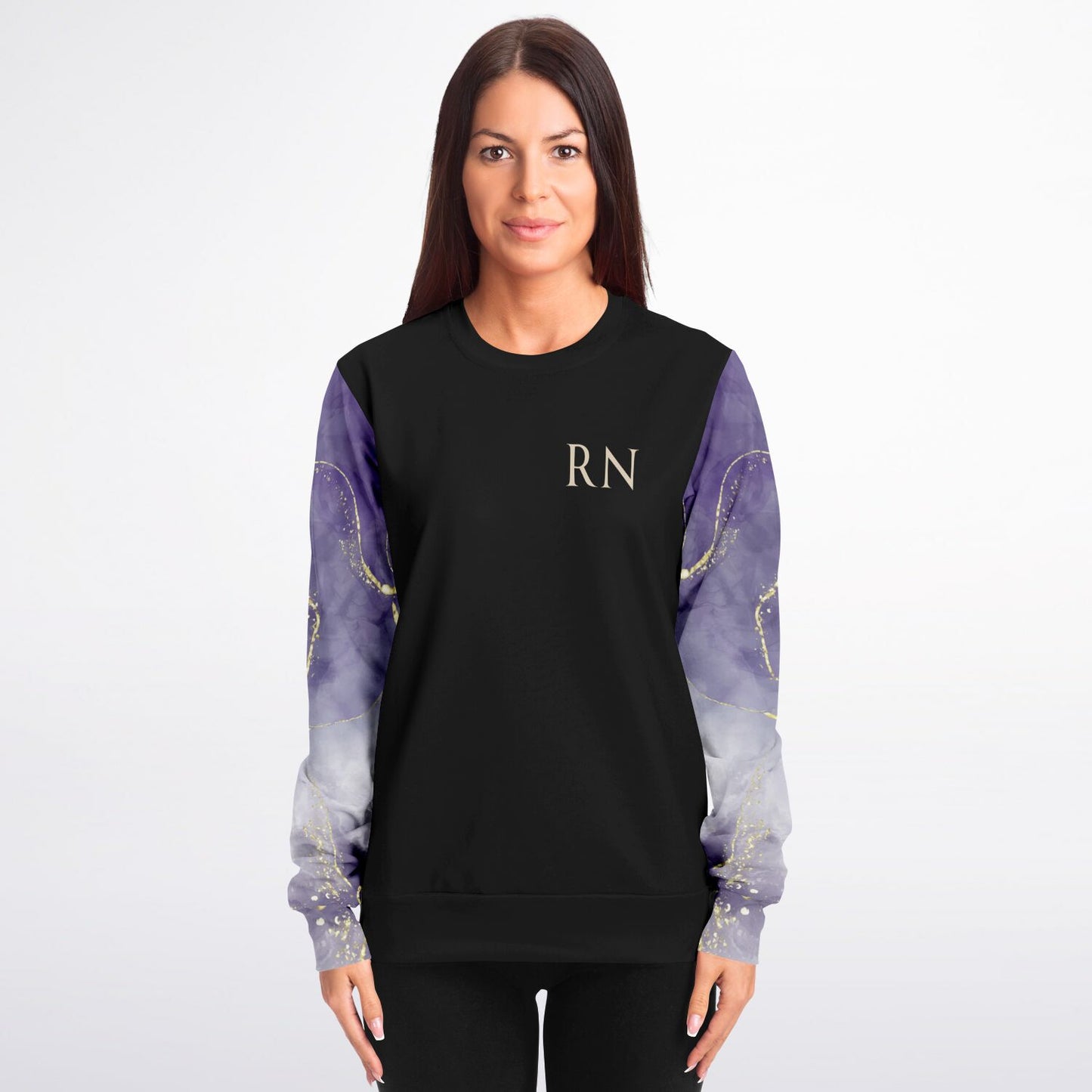 MICU RN Crew Sweatshirt -  Black,  Dark Purple with gold- Gold text