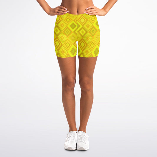 Yellow Diamond Legging Shorts - AOP