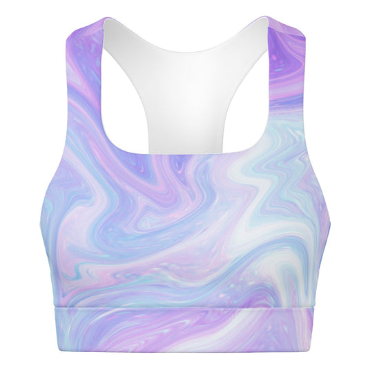 Purple and white Padded Sports Bra