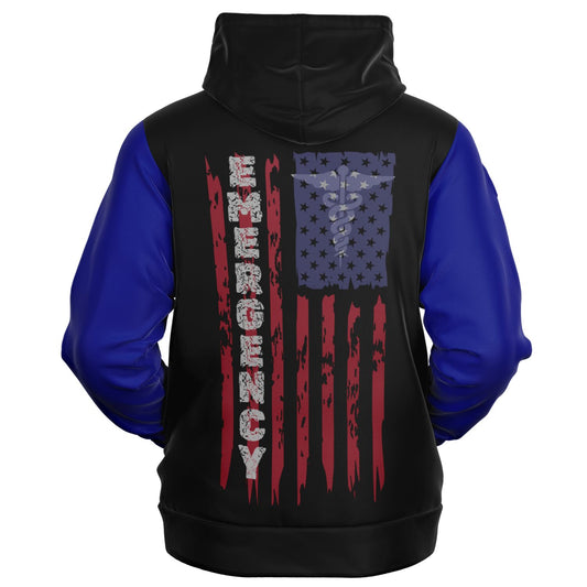 Emergency RN, US Flag, Fashion Zip-Up Hoodie