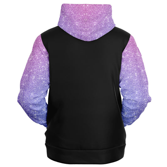 RN, Nurse Fashion Zip-Up Hoodie -  Black, purple and pink