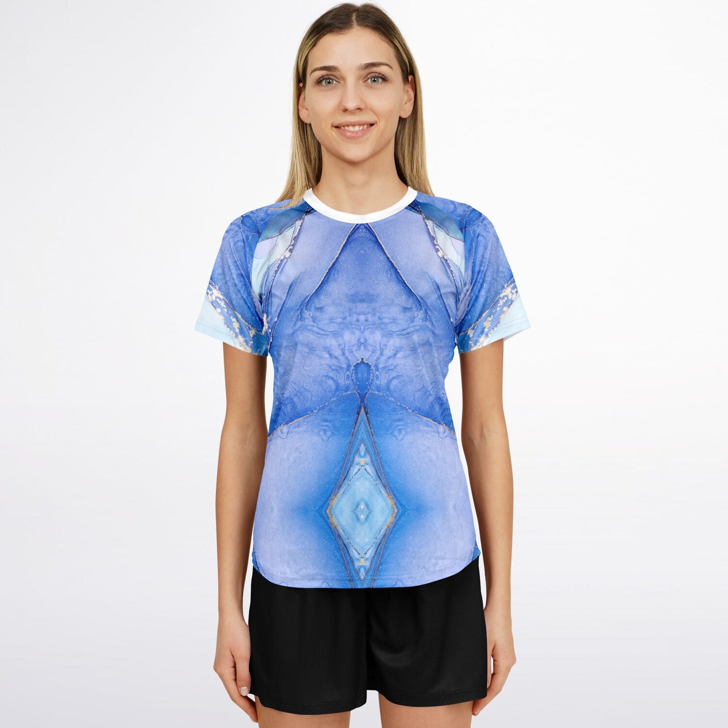 Women's Active Top - Blue and white