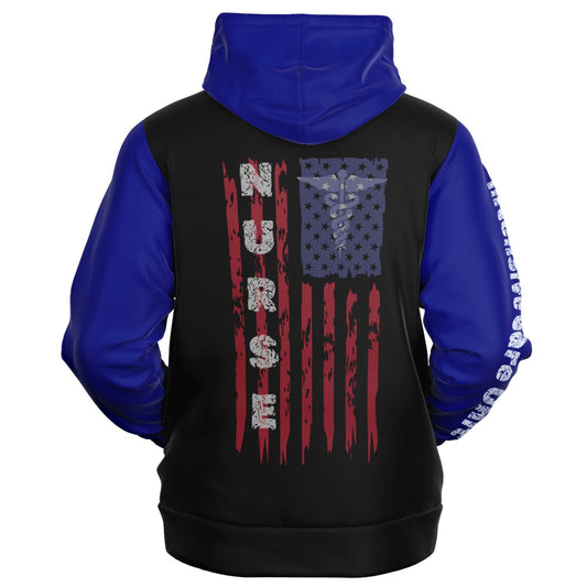 ICU Nurse Flag with Blue sleeves Fashion Zip-Up Hoodie -