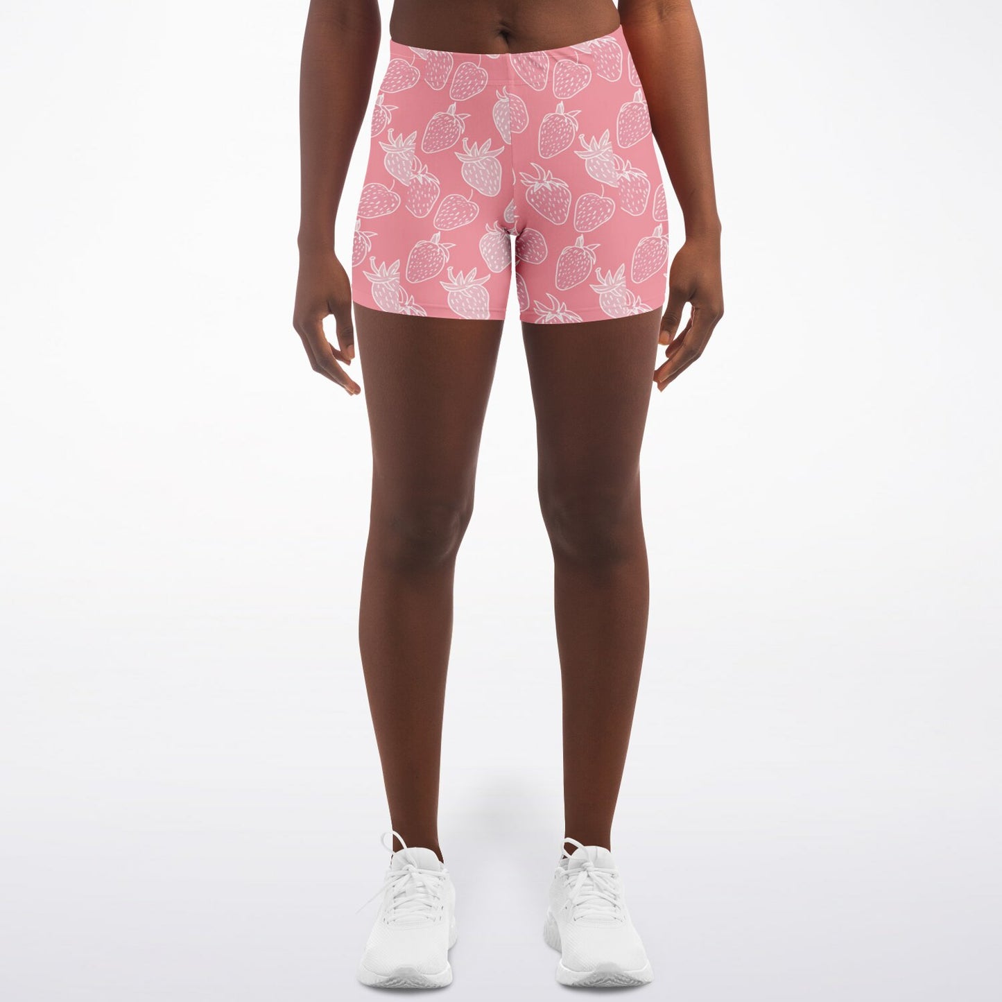 pink Strawberry Legging Shorts - AOP