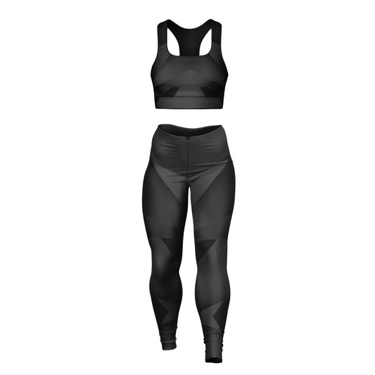 Black carbon Arrow Padded Sports Bra & Leggings -