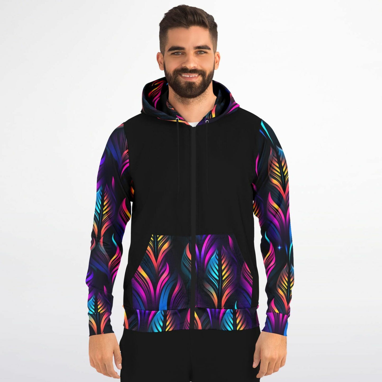 Neon Lights Fashion Zip-Up Hoodie - AOP D1