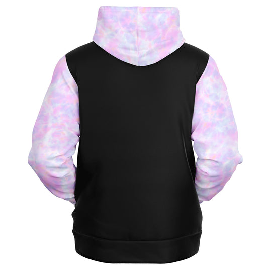 RN, Nurse Fashion Zip-Up Hoodie -  Black, purple and light blue sleeves