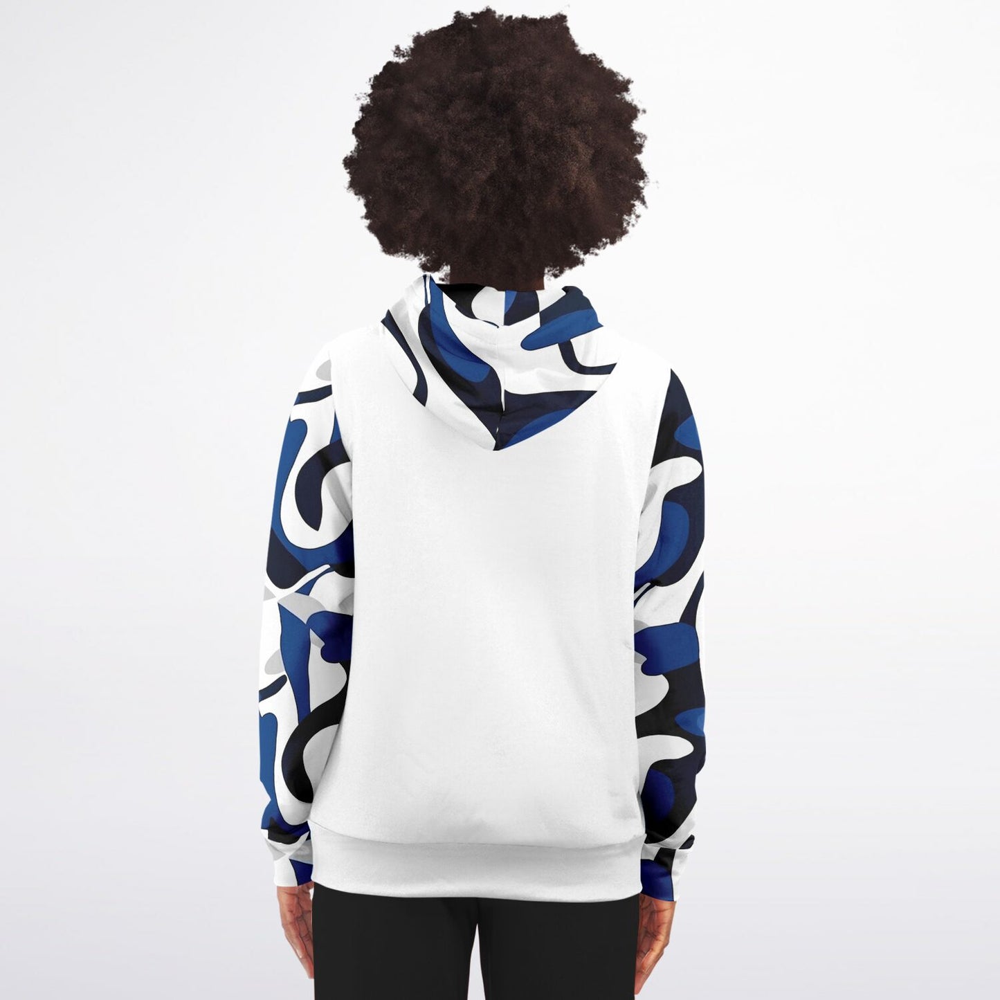 Blue with white and black Zip-Up Hoodie - AOP