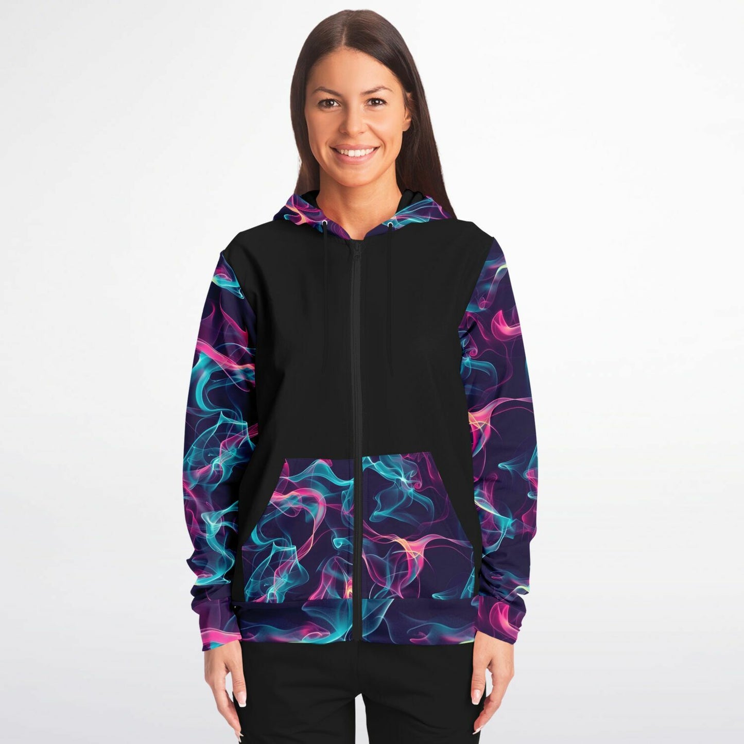 Neon smoke 3 Fashion Zip-Up Hoodie -