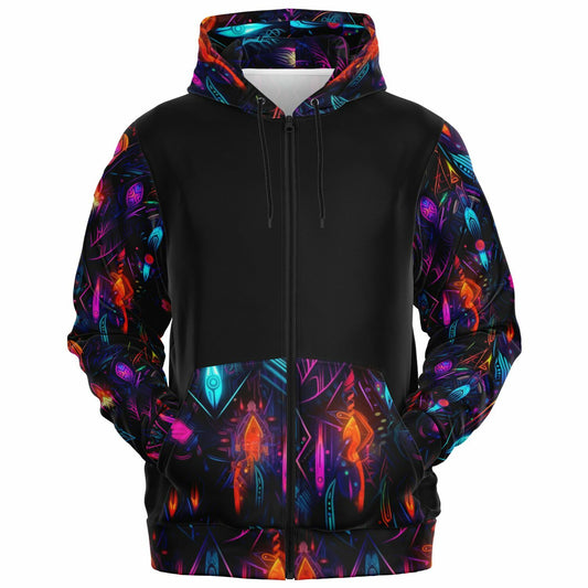Neon Lights Zip-Up Hoodie - AOP D4