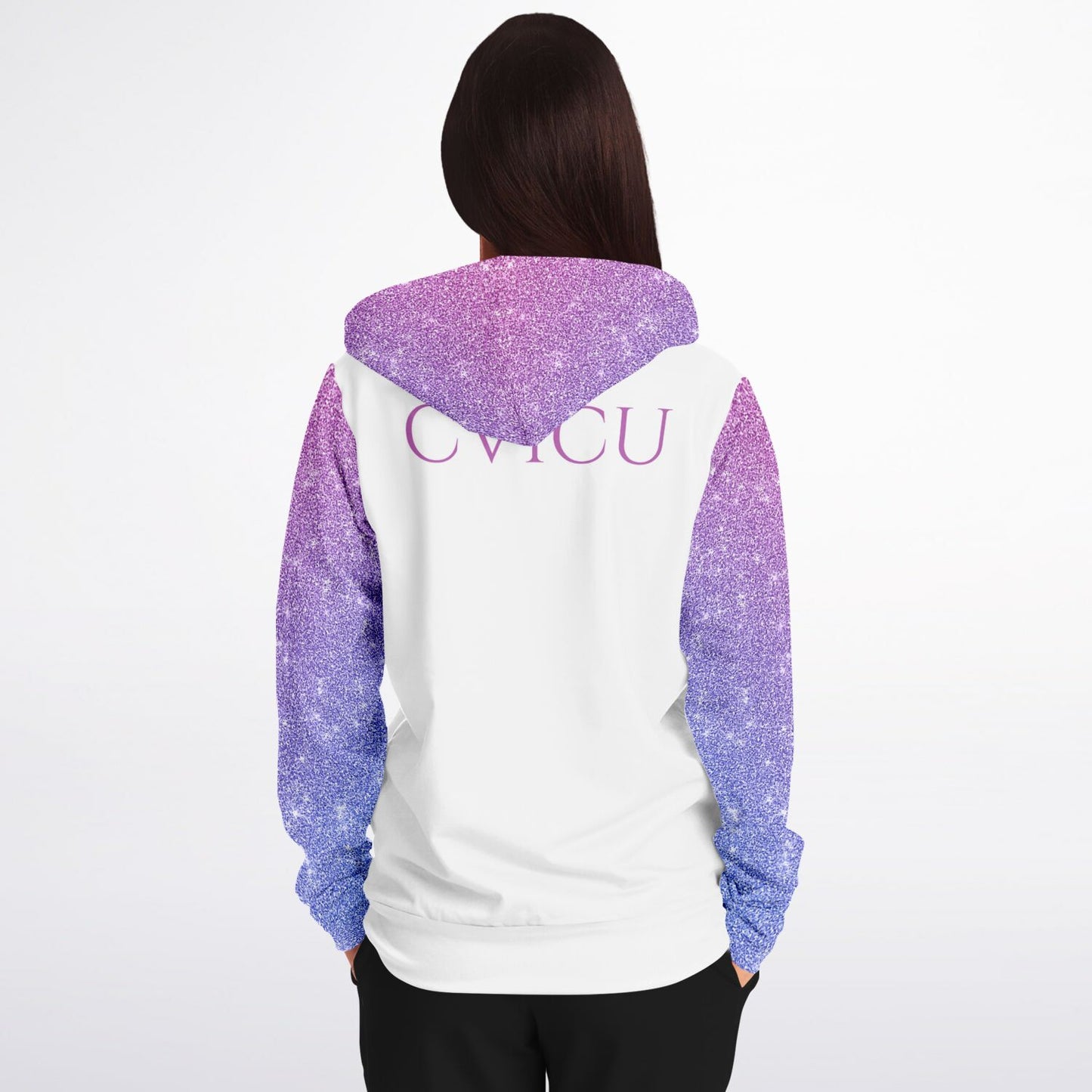 CVICU, RN, Nurse Fashion Zip-Up Hoodie -  White, purple and pink  copy