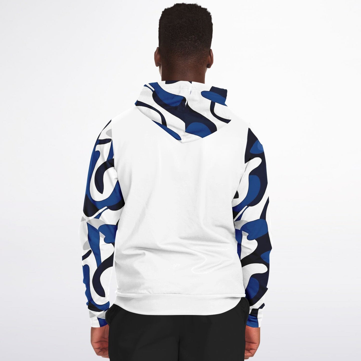 Blue with white and black Zip-Up Hoodie - AOP