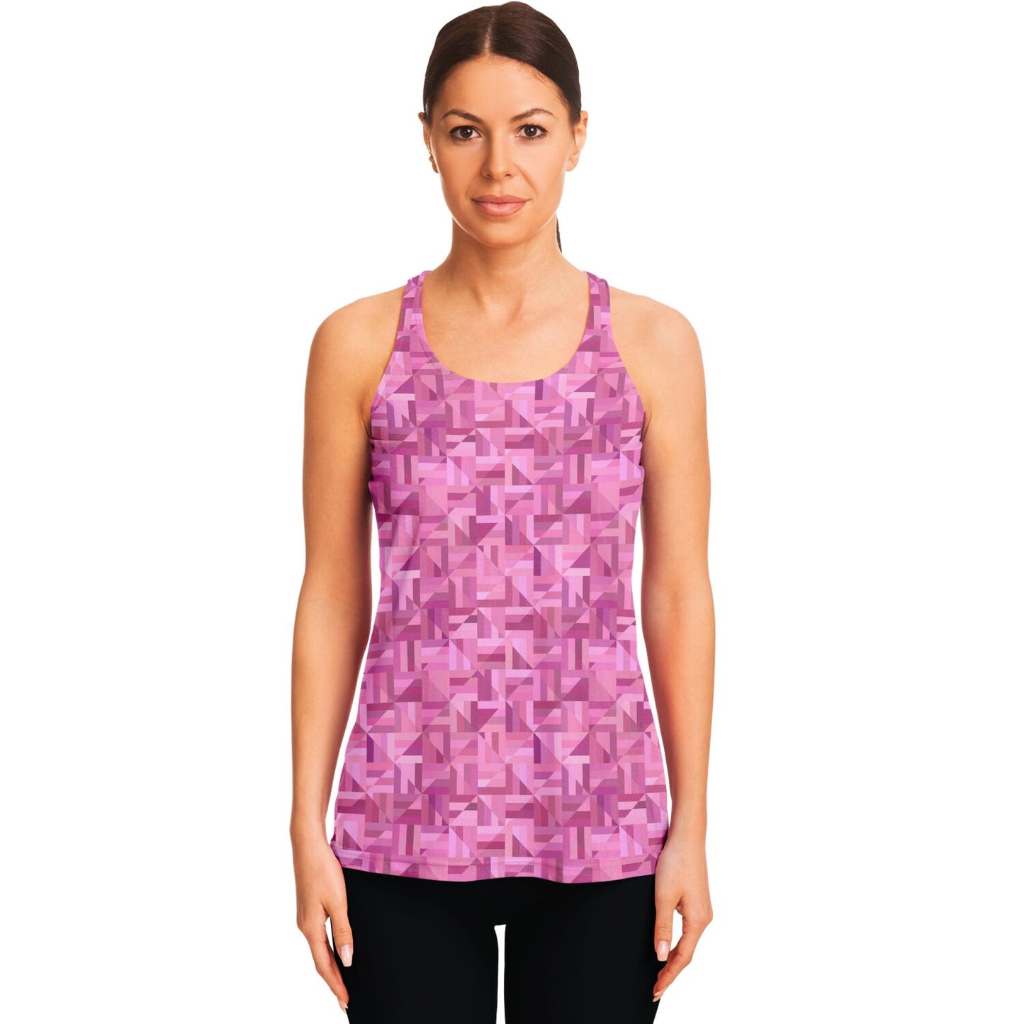 pink geometric Racerback Tank Top - AOP