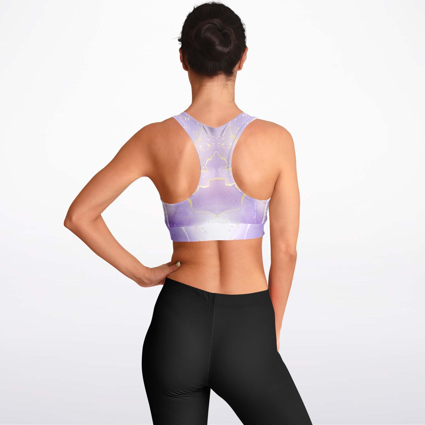 Purple with Gold Ribbon Padded Sports Bra -