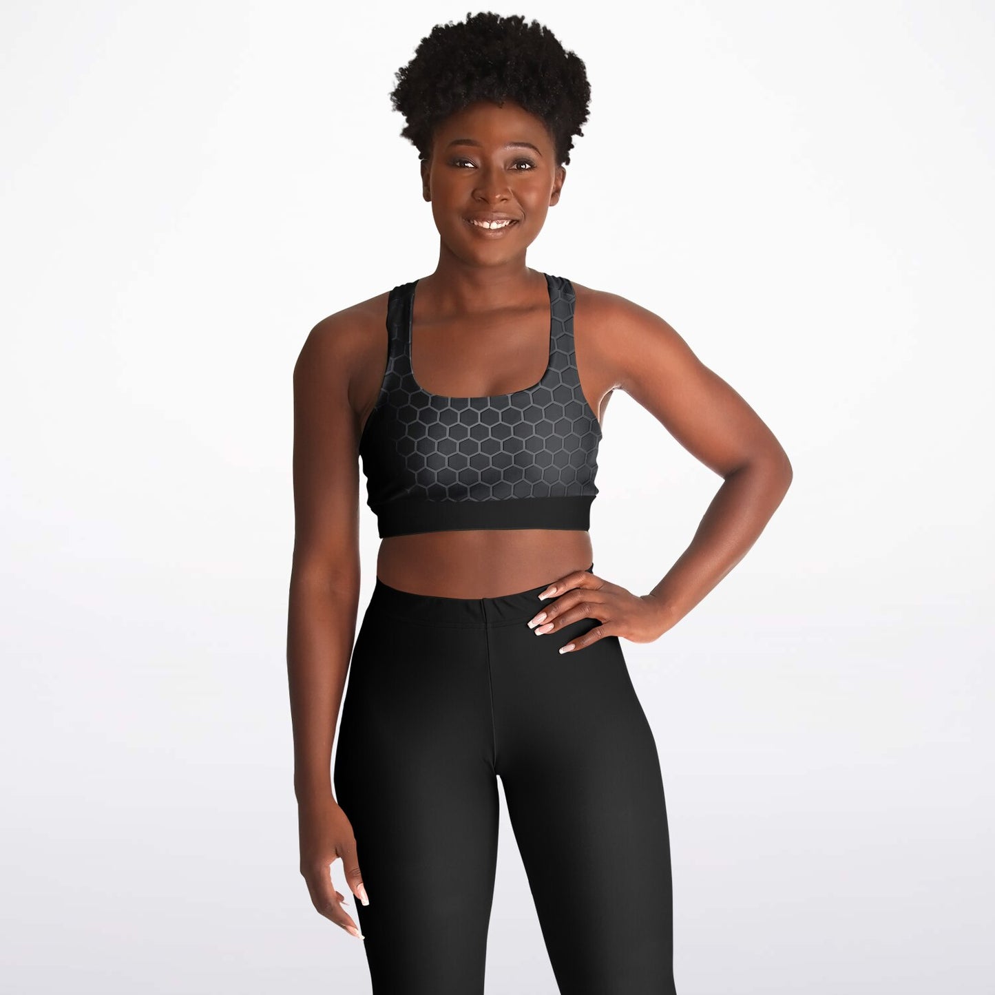 Black Carbon Padded Sports Bra