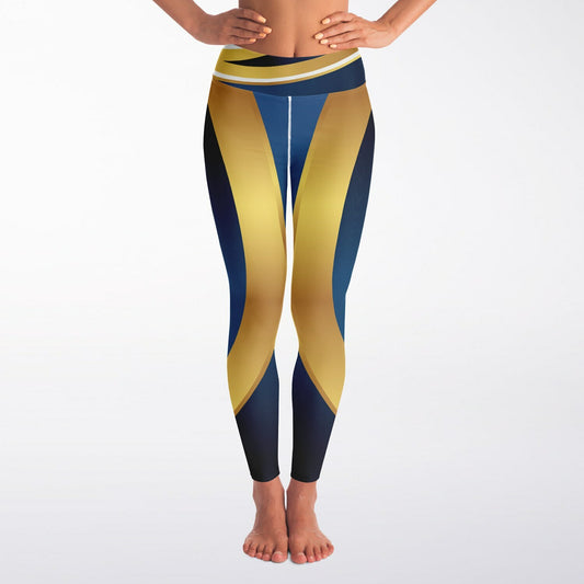 Blue with Gold Yoga Leggings- version 2