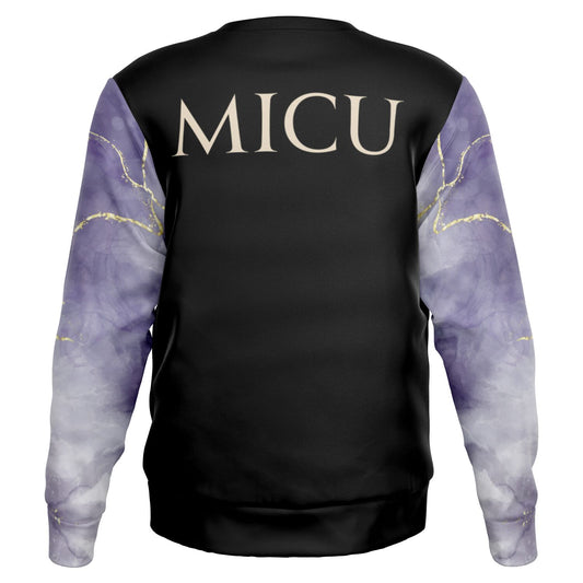 MICU RN Crew Sweatshirt -  Black,  Dark Purple with gold- Gold text