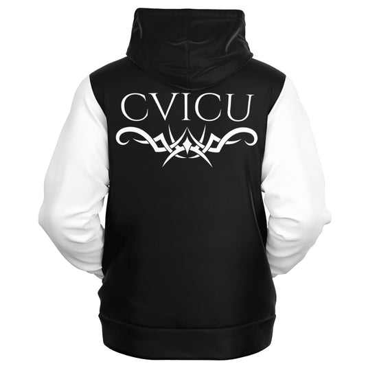 RN, CVICU, Nursing, Fashion Zip-Up Hoodie - Black and White