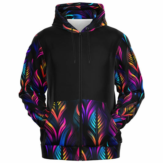 Neon Lights Fashion Zip-Up Hoodie - AOP D1