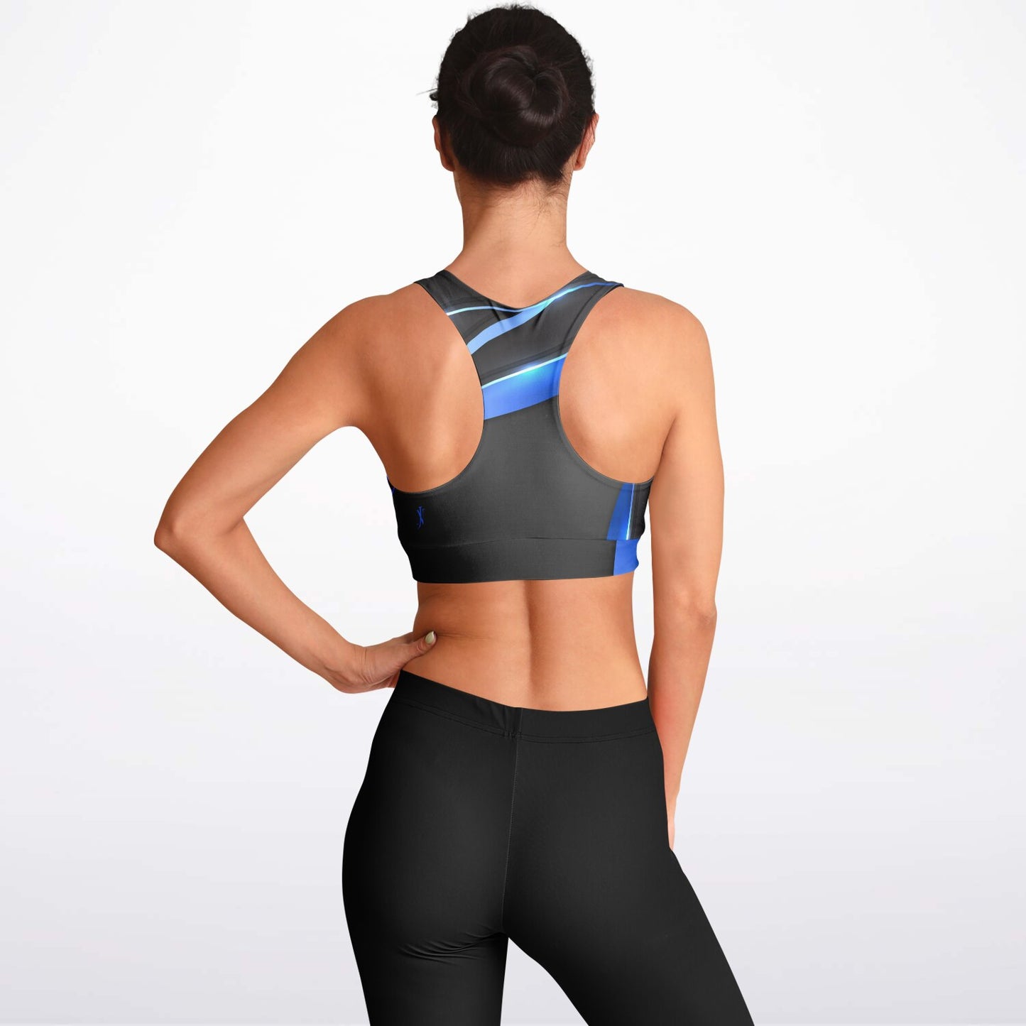 Black with blue Padded Sports Bra