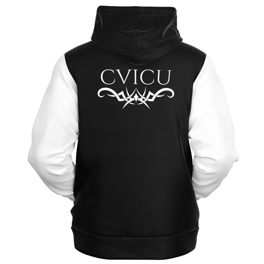 RN, CVICU, Nursing, Fashion Zip-Up Hoodie - Black and White