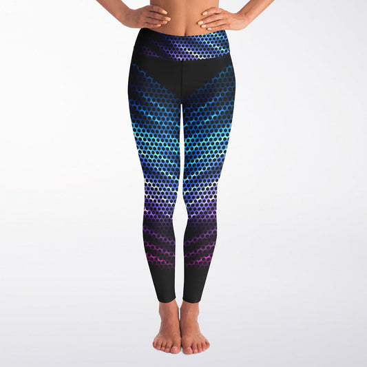 Black Carbon with Purple and Blue Yoga Leggings