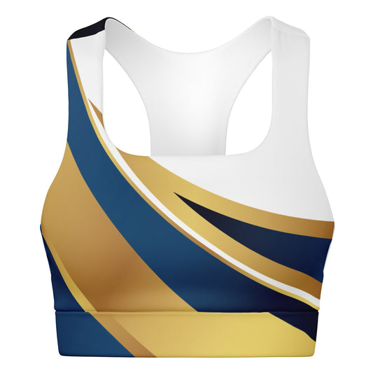 Blue with Gold Padded Sports Bra - Version 2