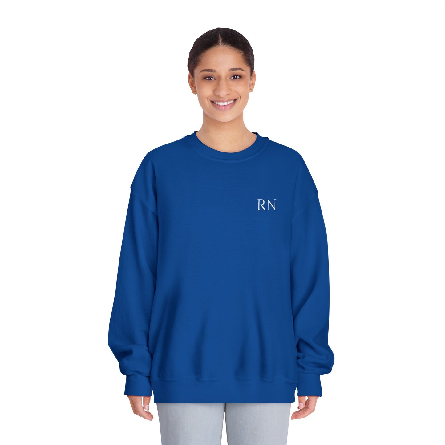 Crewneck Sweatshirt with RN & MICU Design - Cozy Medical Apparel