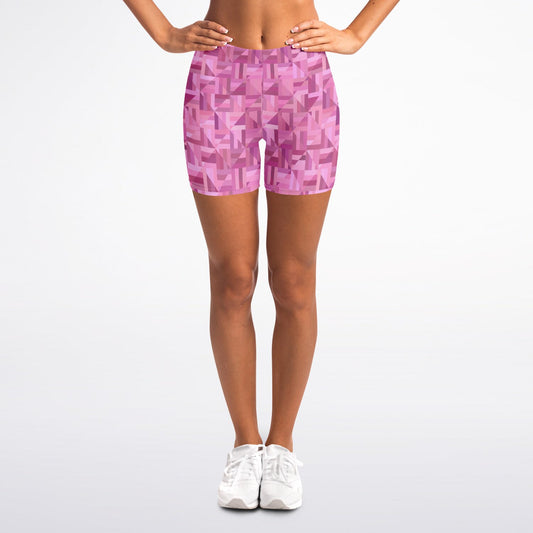 Pink geometric Legging Shorts - AOP
