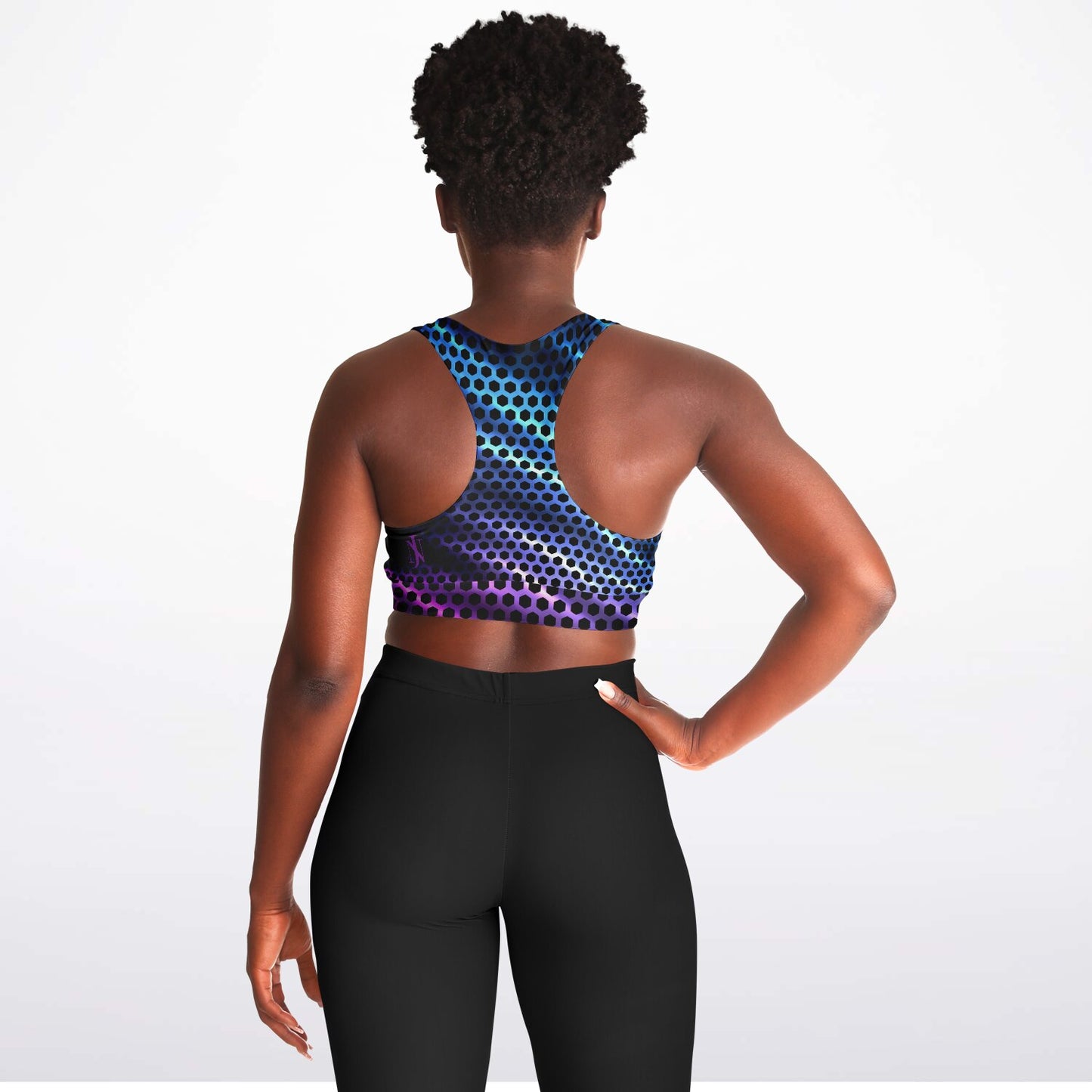 Black Carbon with Purple and Blue Padded Sports Bra