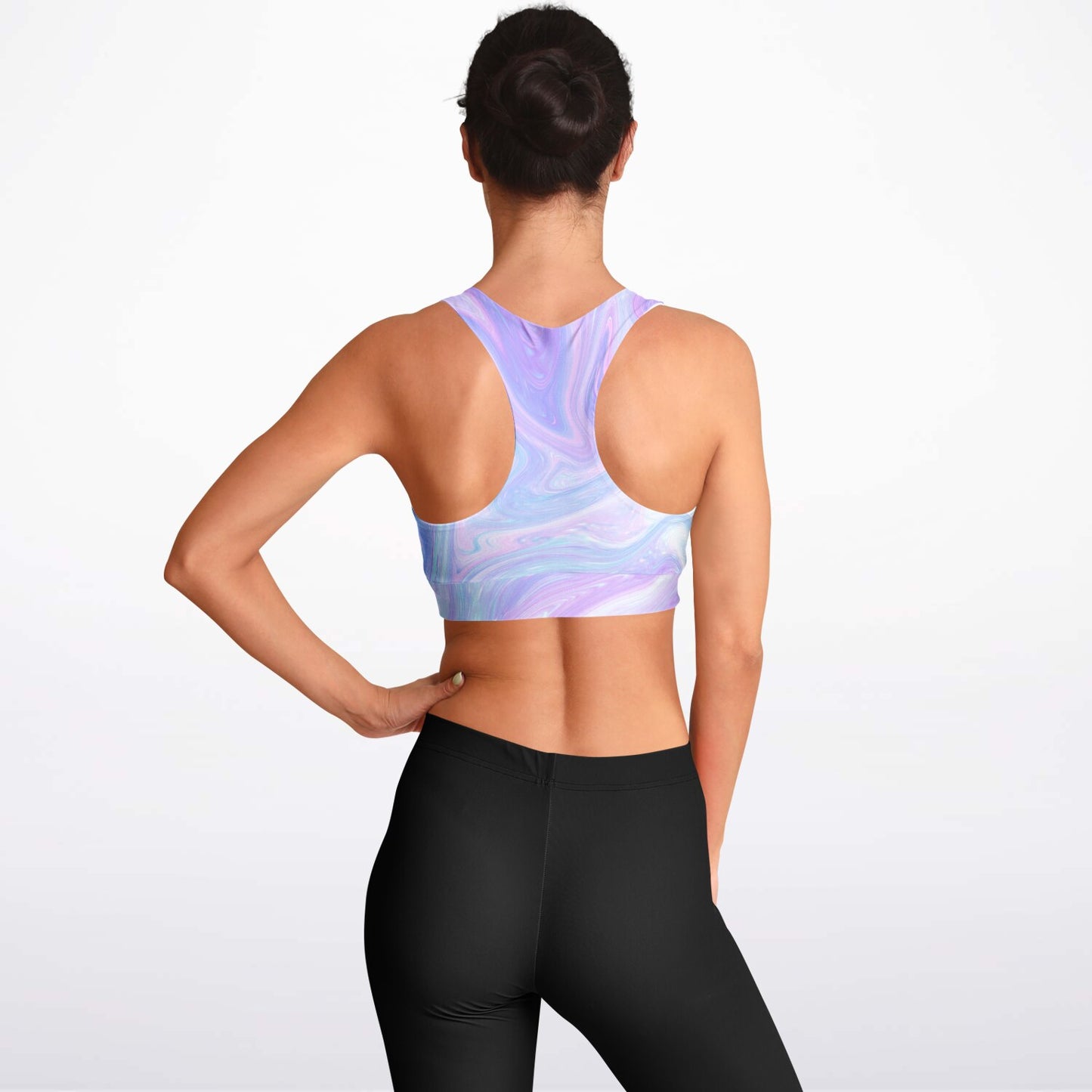 Purple and white Padded Sports Bra