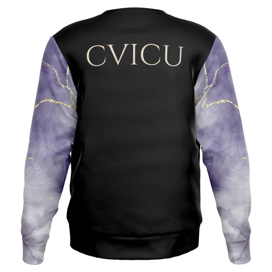 CVICU RN Crew Sweatshirt -  Black,  Dark Purple with gold- Gold text