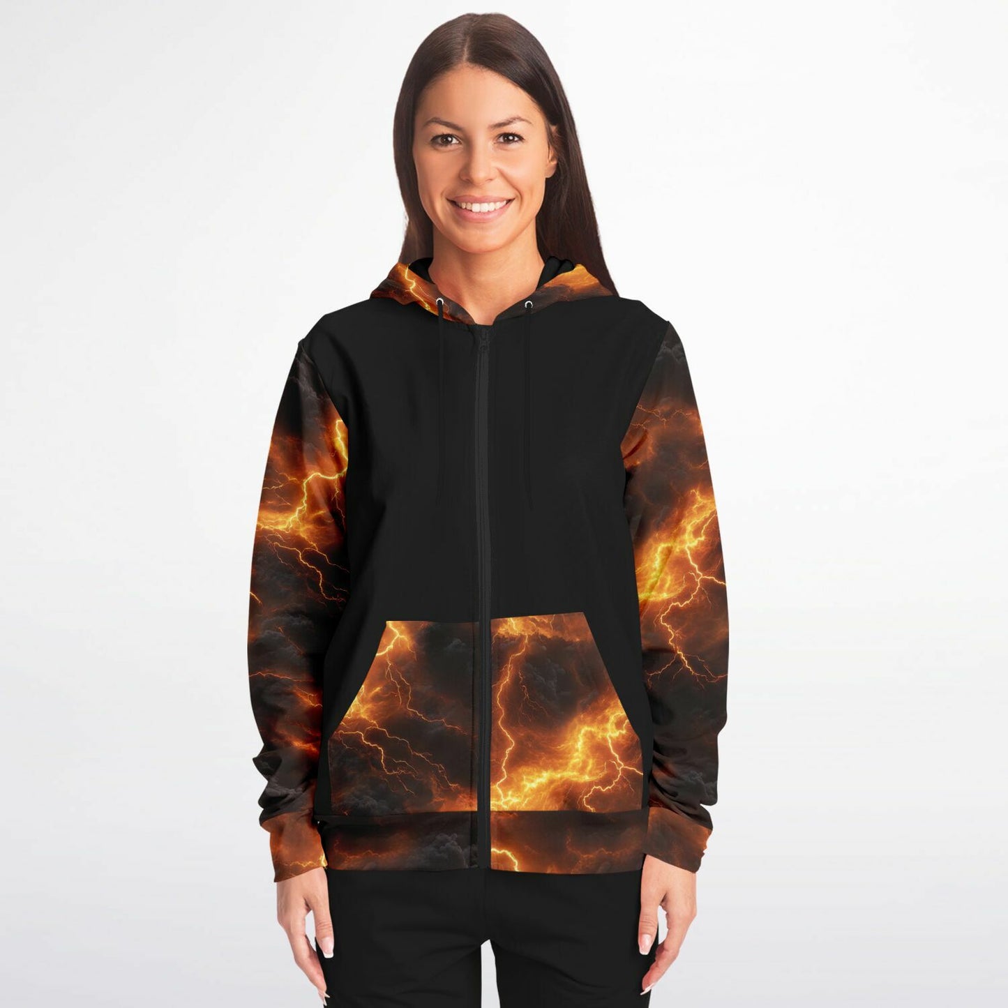Yellow Lightning Fashion Zip-Up Hoodie -