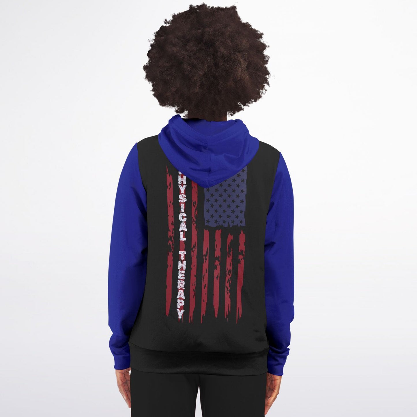 Physical Therapy US flag with Blue sleeves  Fashion Zip-Up Hoodie -