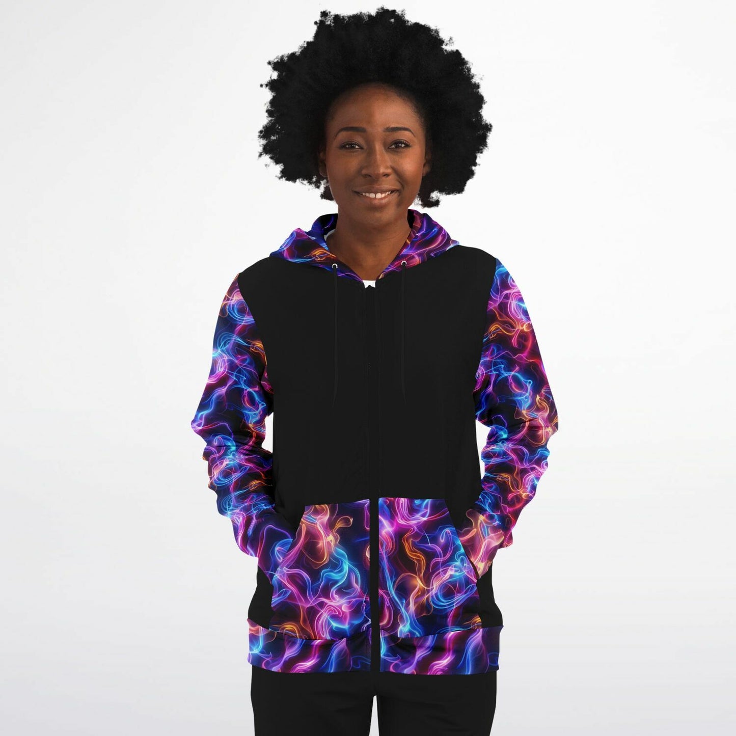 Neon Smoke  Zip-Up Hoodie - AOP D6