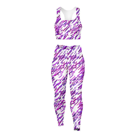 Purple abstract Padded Sports Bra & Leggings - AOP