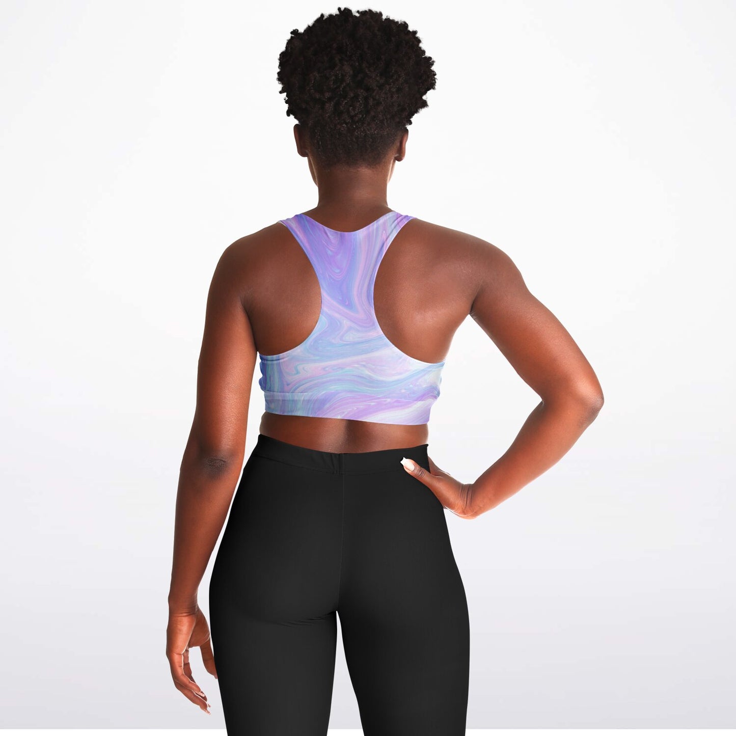 Purple and white Padded Sports Bra