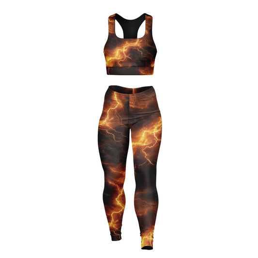 Yellow Lightning Padded Sports Bra & Leggings -