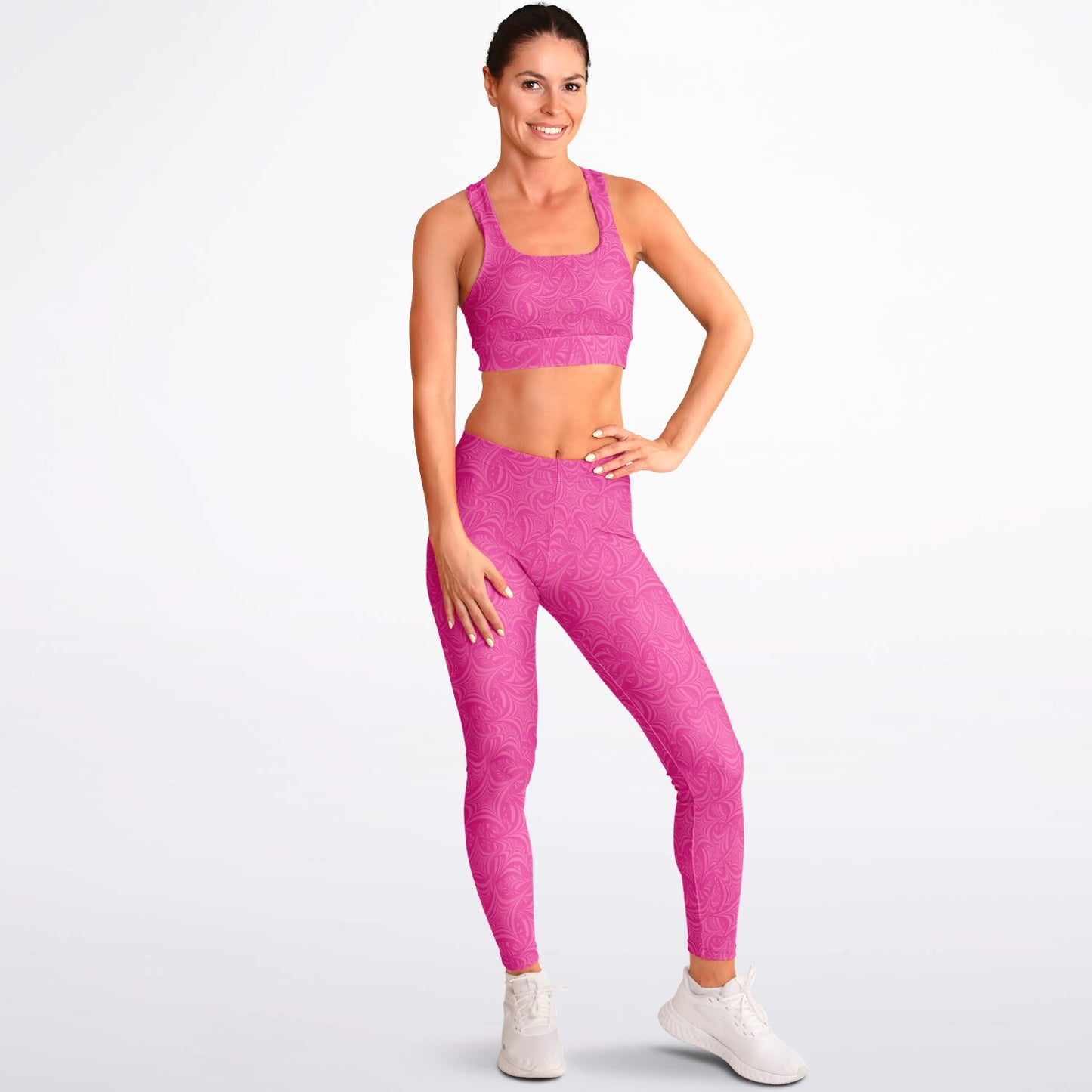 Pink stars Padded Sports Bra & Leggings - AOP