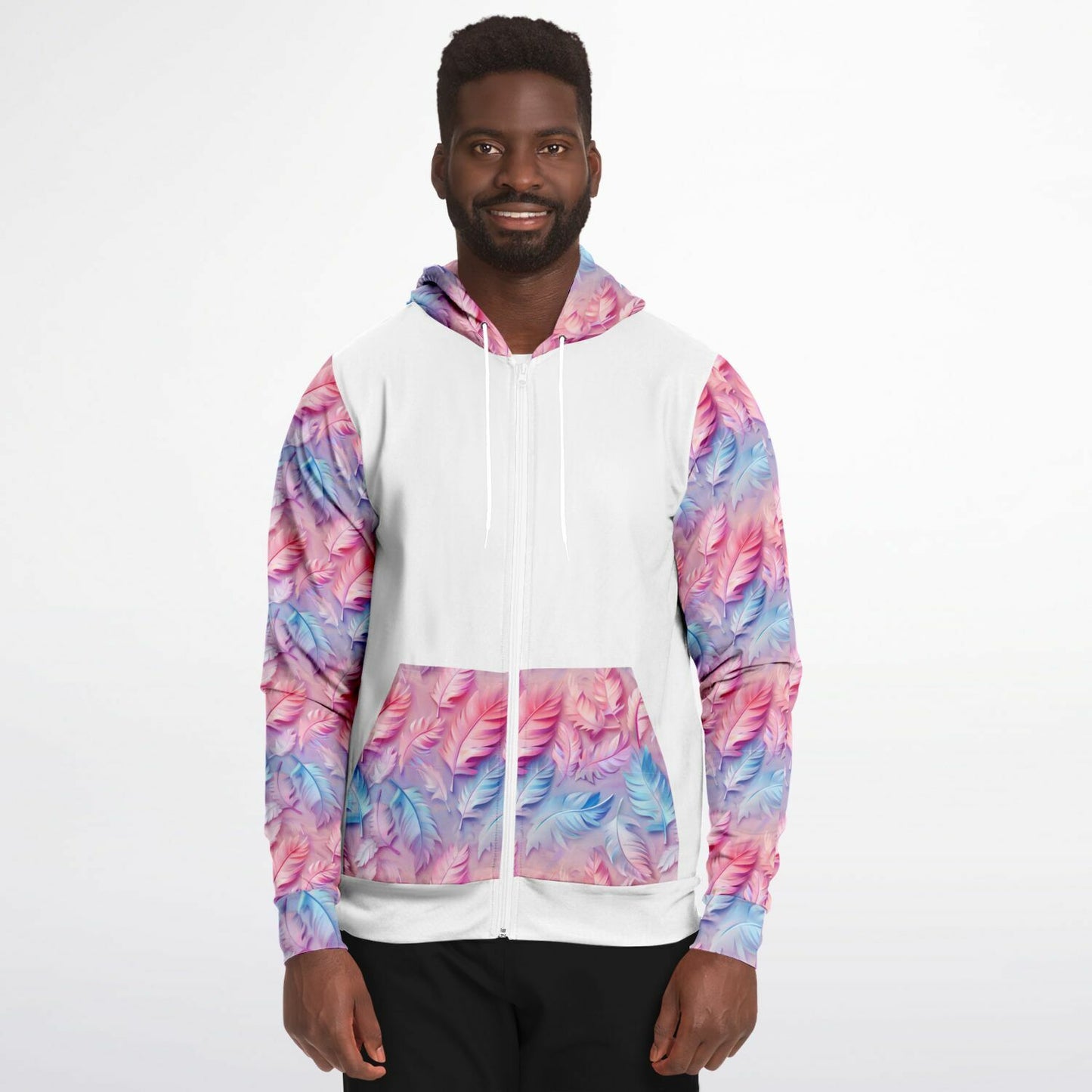 Pink and blue feathers Zip-Up Hoodie - AOP
