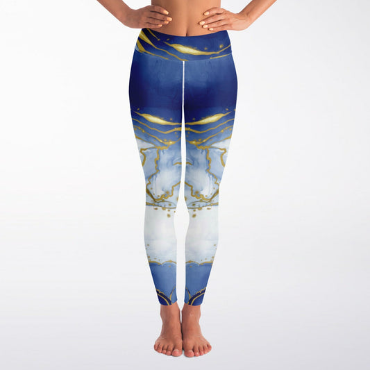 Blue with Gold Yoga Leggings