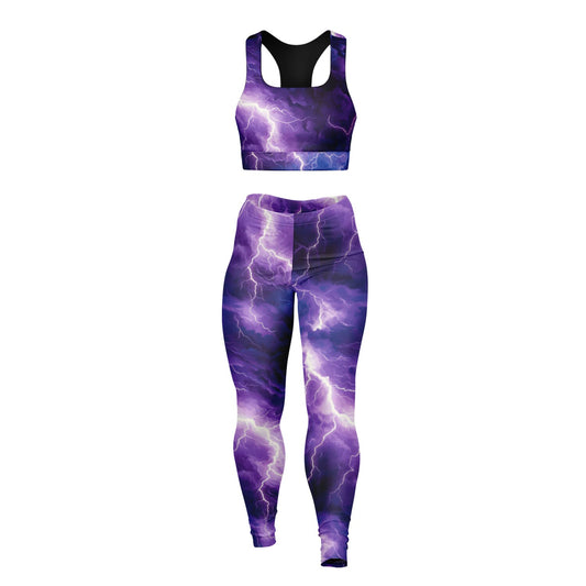 Purple Lightning Padded Sports Bra & Leggings -