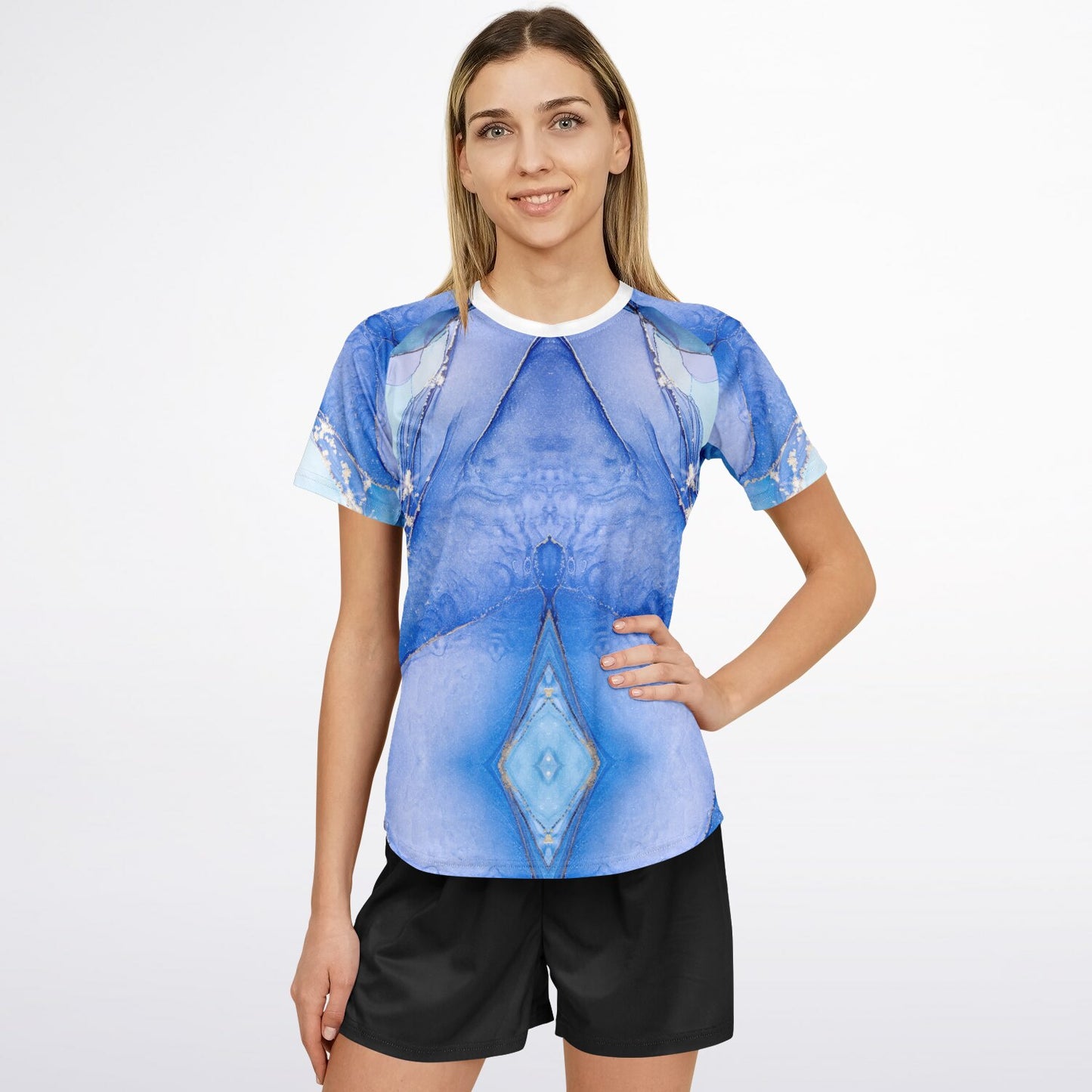 Women's Active Top - Blue and white