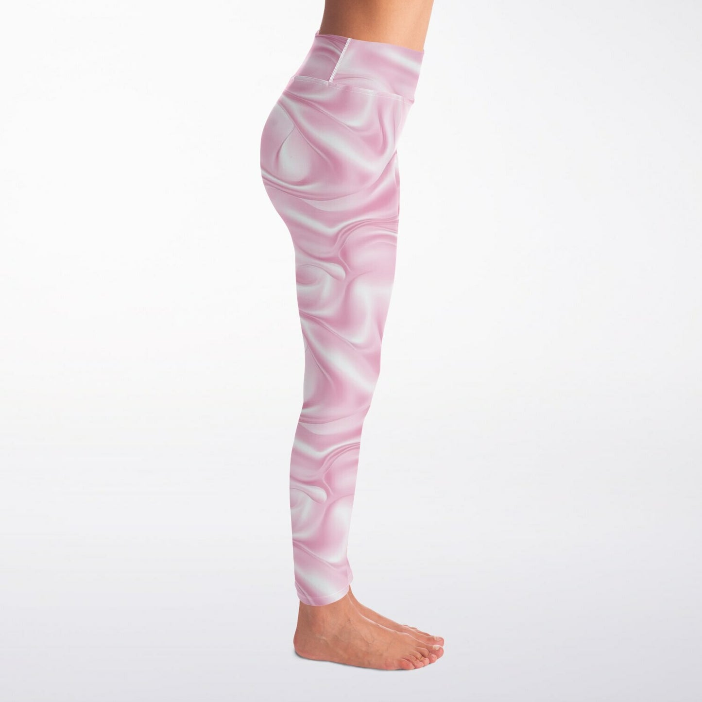 Pink Silk Yoga Leggings - AOP
