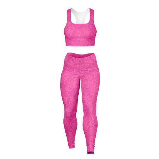 Pink stars Padded Sports Bra & Leggings - AOP