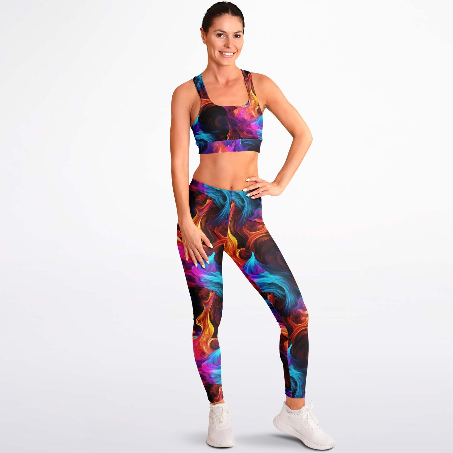 Fire and Ice Padded Sports Bra & Leggings - AOP