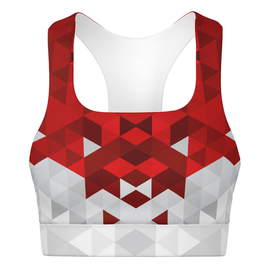 Red and White Diamond Padded Sports Bra